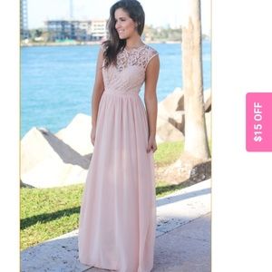 Blush crochet maxi dress